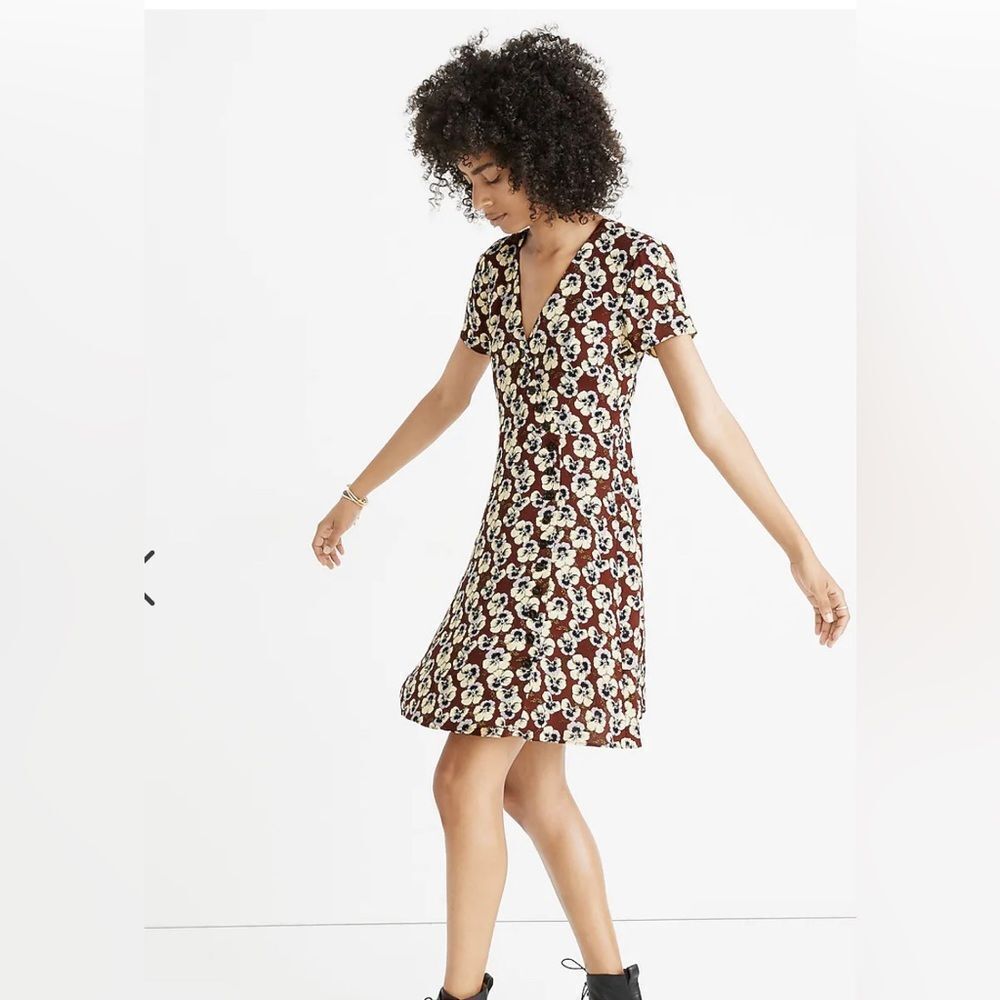 Madewell Button-Wrap Dress in Viola Floral